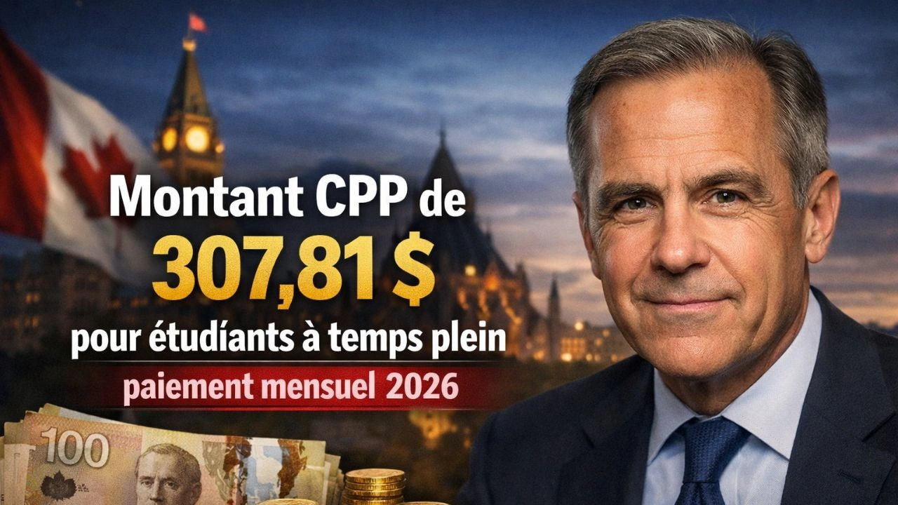 Montant CPP de 307,81 $ pour étudiants à temps plein paiement mensuel 2026