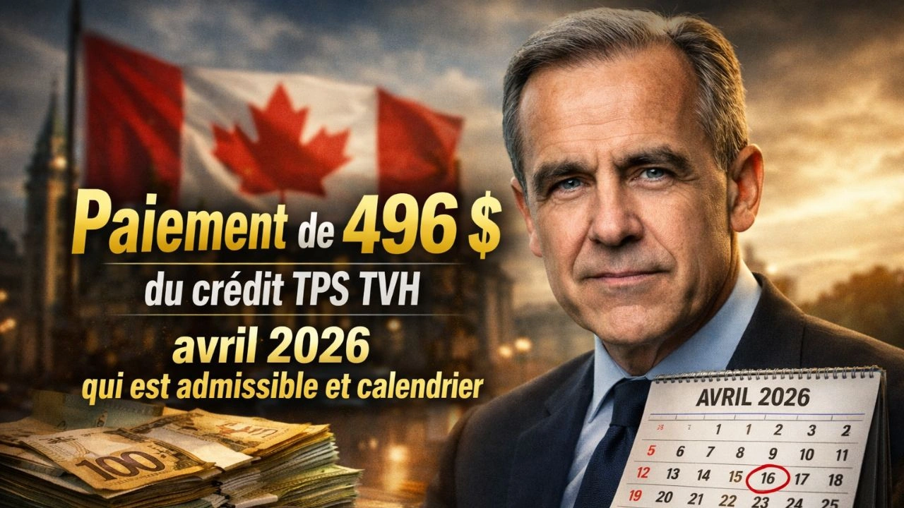 Paiement de 496 $ du crédit TPS TVH avril 2026 qui est admissible et calendrier