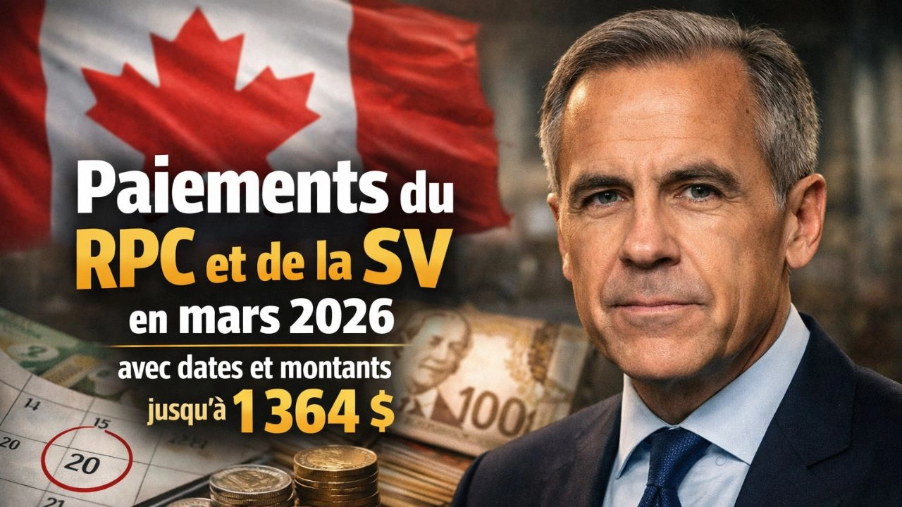 Paiements du RPC et de la SV en mars 2026 avec dates et montants jusqu’à 1 364 $